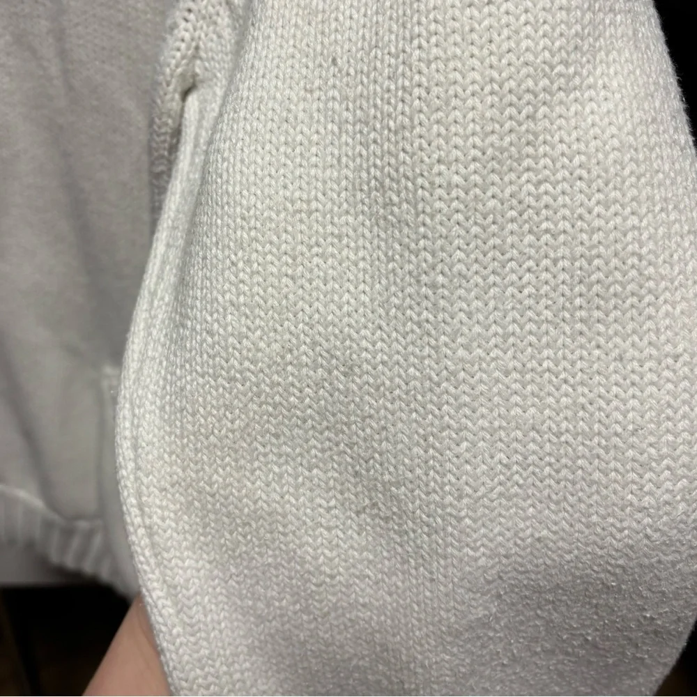 J. Crew white, knit full zipper hoodie, size large